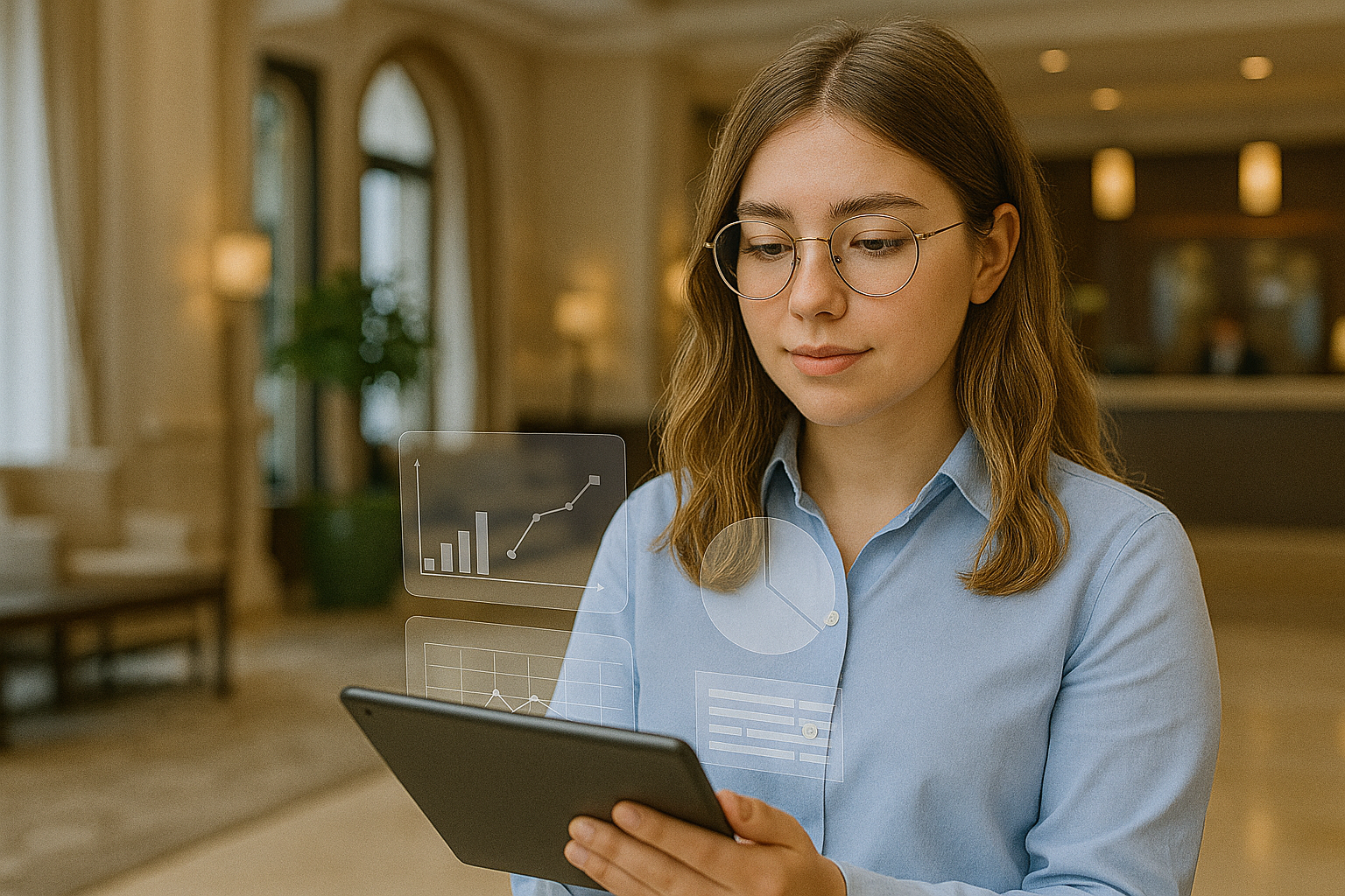 a woman holding a tablet