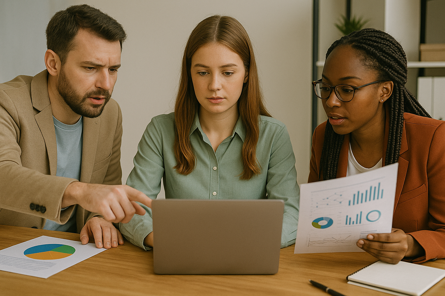 Gen Z perempuan bekerja sebagai Data Analyst bersama tim Marketing dan Product