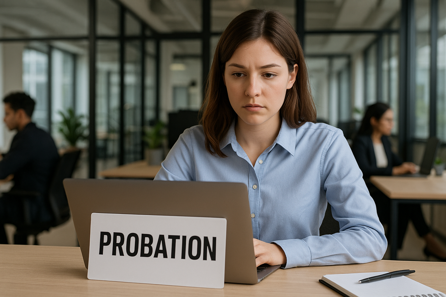 Perempuan muda sedang menjalani masa probation kerja di kantor