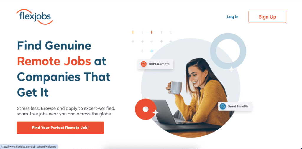 Tampilan website FlexJobs
