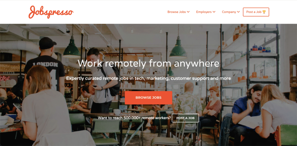 Tampilan website Jobspresso